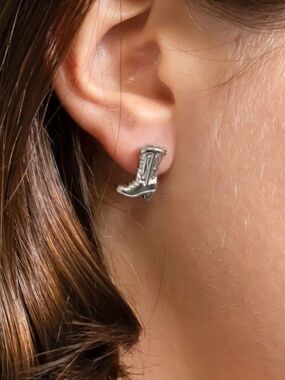18K Gold PVD Stainless Steel Cowboy Boot Stud Earrings